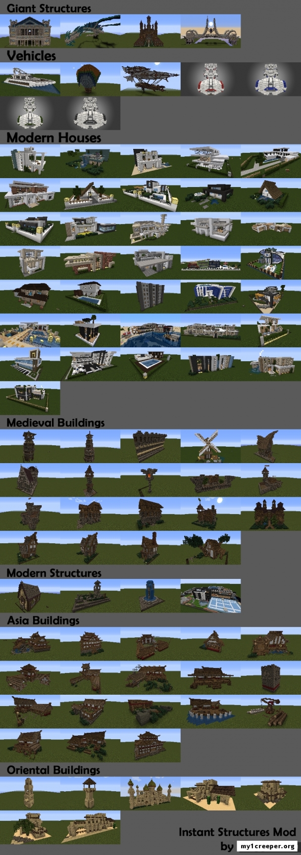 Мод instant structures by maggicraft для майнкрафт 1.7.10. Скриншот №1
